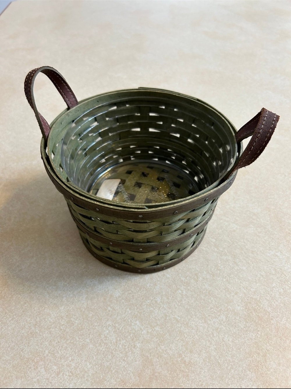 Longaberger 2005 Small Bushel Basket Set Sage Green